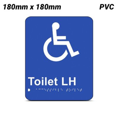 Uniform Safety Signs BTS003-LH 180mm x 180mm PVC Braille Accessible Toilet Left Hand Transfer Sign