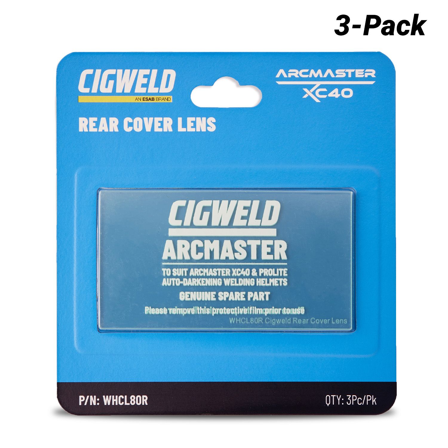 Cigweld WHCL80R 3-Pack Rear Cover Lens to Suit ARCMASTER XC40 Helemt