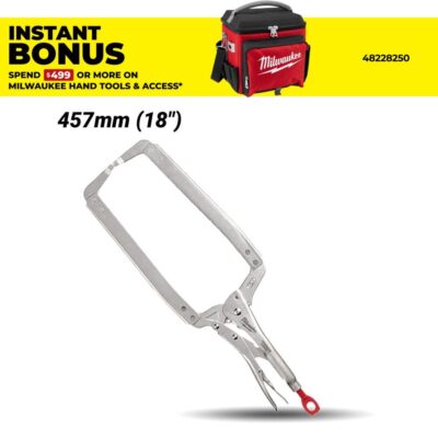 Milwaukee 48223530 457mm (18") Torque Lock C-Clamp Locking Pliers Regular Jaws
