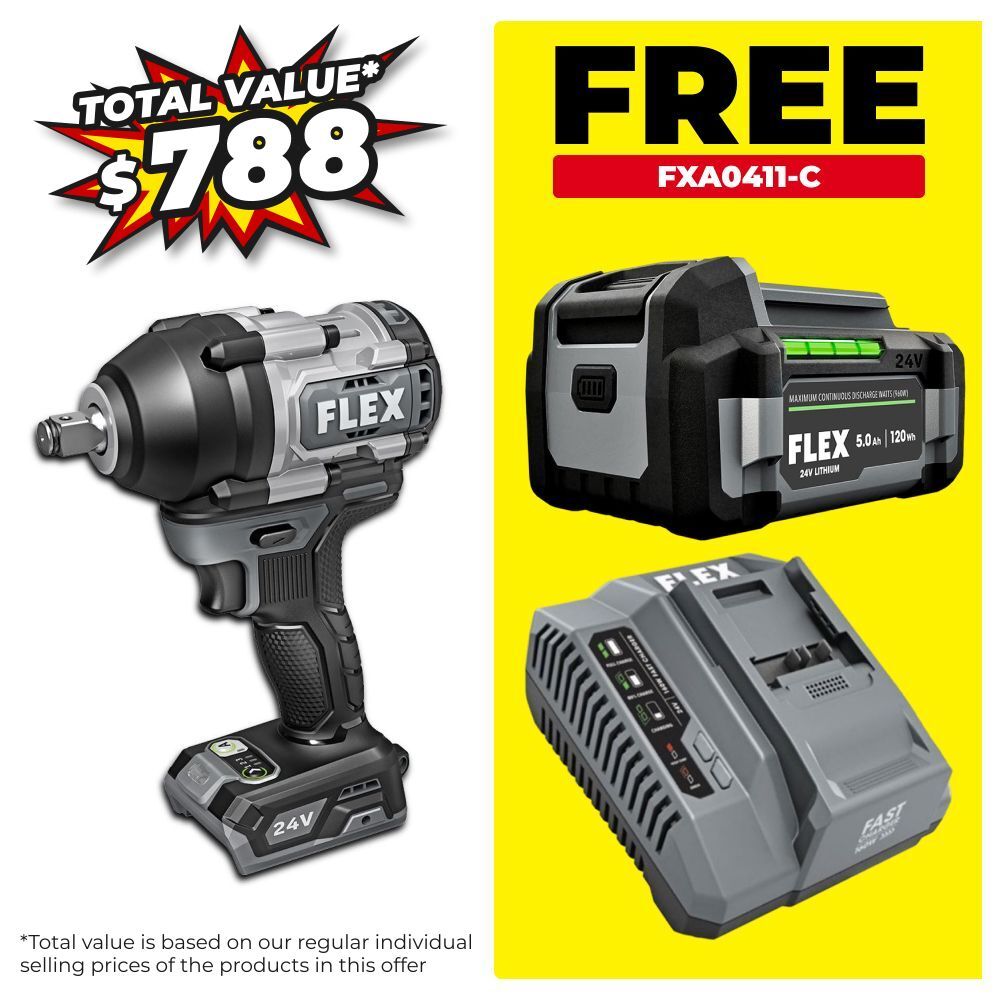 Flex FXA1451-Z 24V Li-ion Cordless Brushless 1/2" Mid Torque Impact Wrench - Skin Only