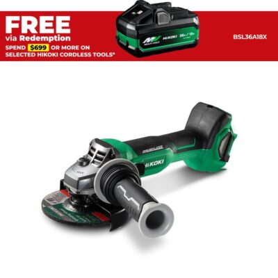HiKOKI G1813DA(H4Z) 18V Li-ion Cordless Brushless 125mm (5") Angle Grinder with Slide Switch - Skin Only
