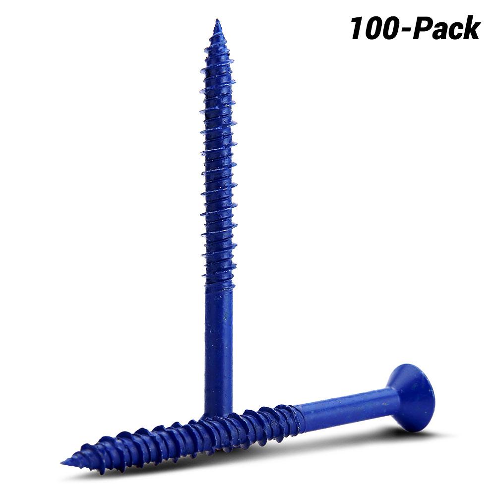 Fixed Fasteners F670CS 100-Pack 6.5 x 70mm Fine Thread Blue Ruspert Countersunk Concrete Screws