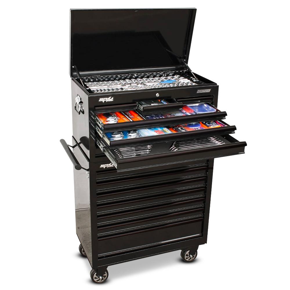 SP Tools SP50175 407pce Metric/SAE Tool Kit In 14 Drawer Sumo Custom Series Black Roller Cabinet & Tool Box