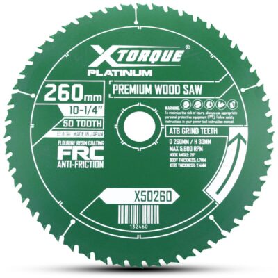 Xtorque X50260 Platinum 260mm (10-1/4") 50-Tooth Premium Wood Carbide Tipped Saw Blade - MADE IN JAPAN