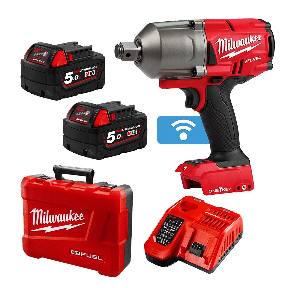 Milwaukee M18ONEFHIWF34-502C 18V 5.0Ah Li-Ion Cordless Fuel ONE-KEY 3/4" High Torque Impact Wrench Combo Kit
