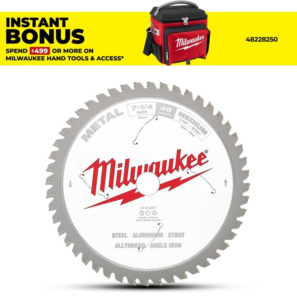 Milwaukee 48408237 184mm (7-1/4") 48T Medium Metal Circular Saw Blade