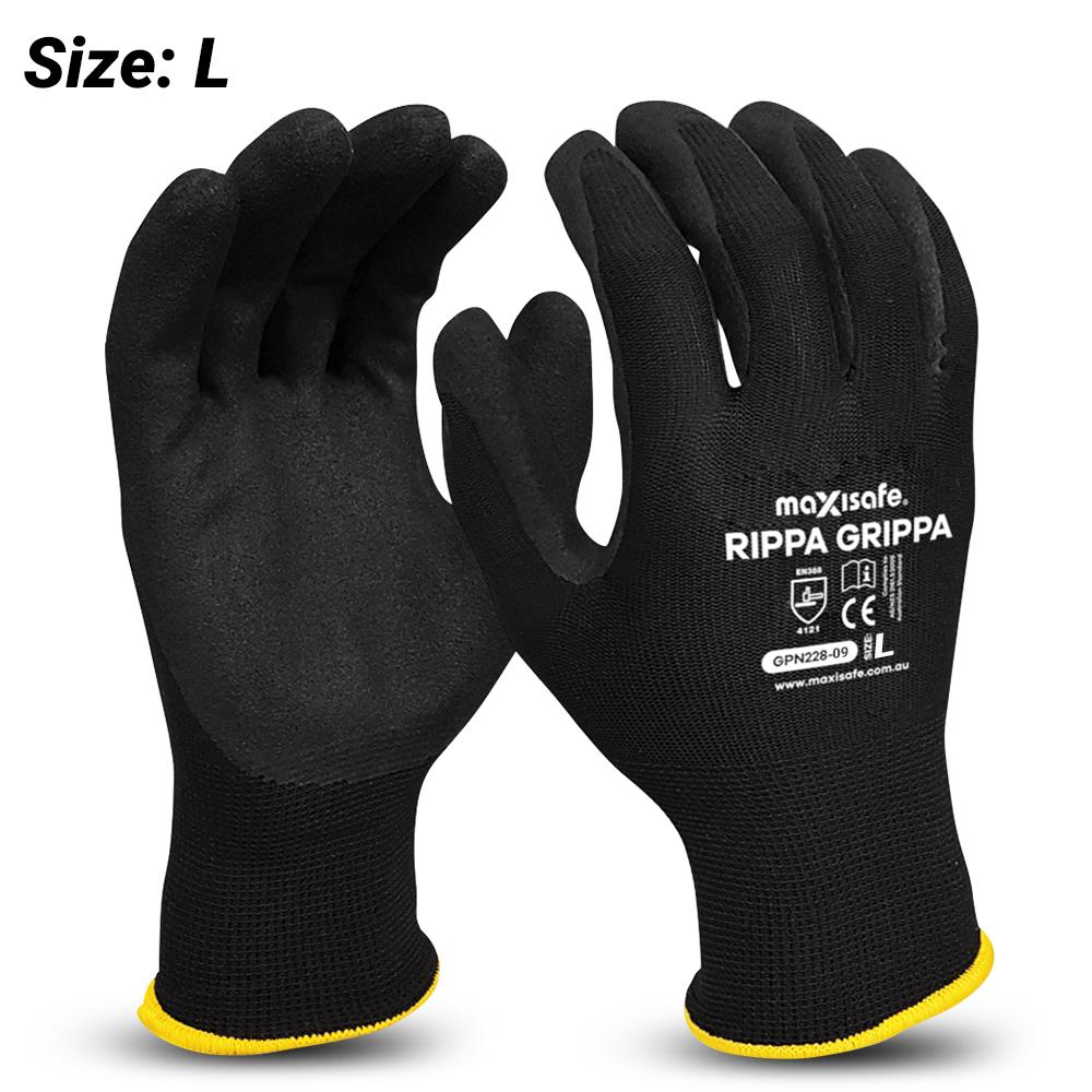 Maxisafe GPN228-09 (GPN228-L) Large Rippa Gripper Nitrile Coated Gloves