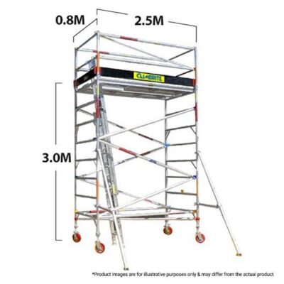 Climbrite CLI3S 2.5m x 0.8m x 3.0m Single Width Aluminium Mobile Scaffold