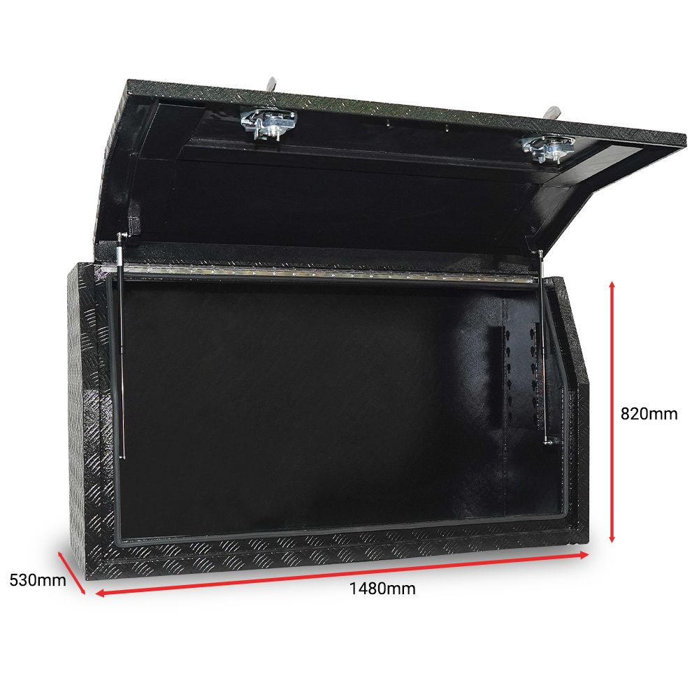 Sydney Tools STBIS1400 (BIS1400B) 2.0mm 1480mm x 530mm x 820mm Full Lid Black Aluminium Tool Box