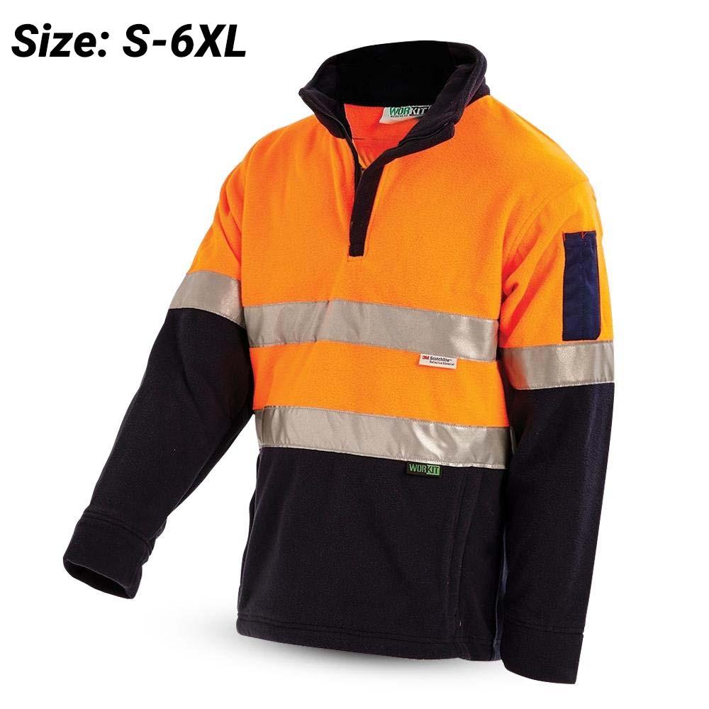 Workit Workwear 3501ON 2-Tone Orange/Navy Hi-Vis 1/4 Zip Taped Polar Fleece Jumper